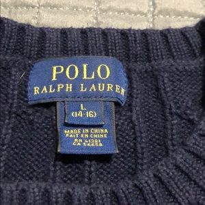 Polo by Ralph Lauren Shirts & Tops - Navy Polo Cable-Knit Sweater Polo by Ralph Lauren Shirts & Tops - Navy Polo Cable-Knit Sweater